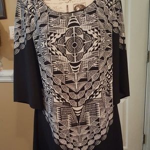 Navy and white midi dress with back lace